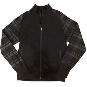 NWOT Lululemon Men's Activewear Knit Jacket
Black Plaid Sleeves Full Zip